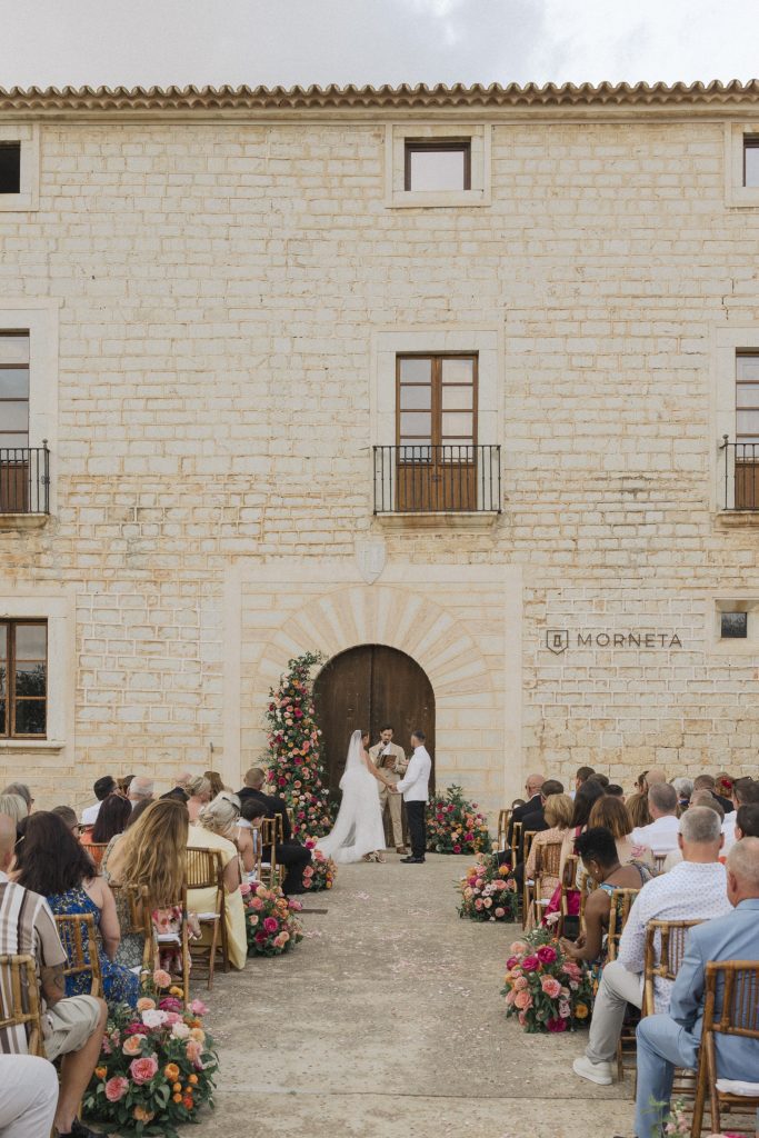 Ceremony in front of the main door at Finca Morneta