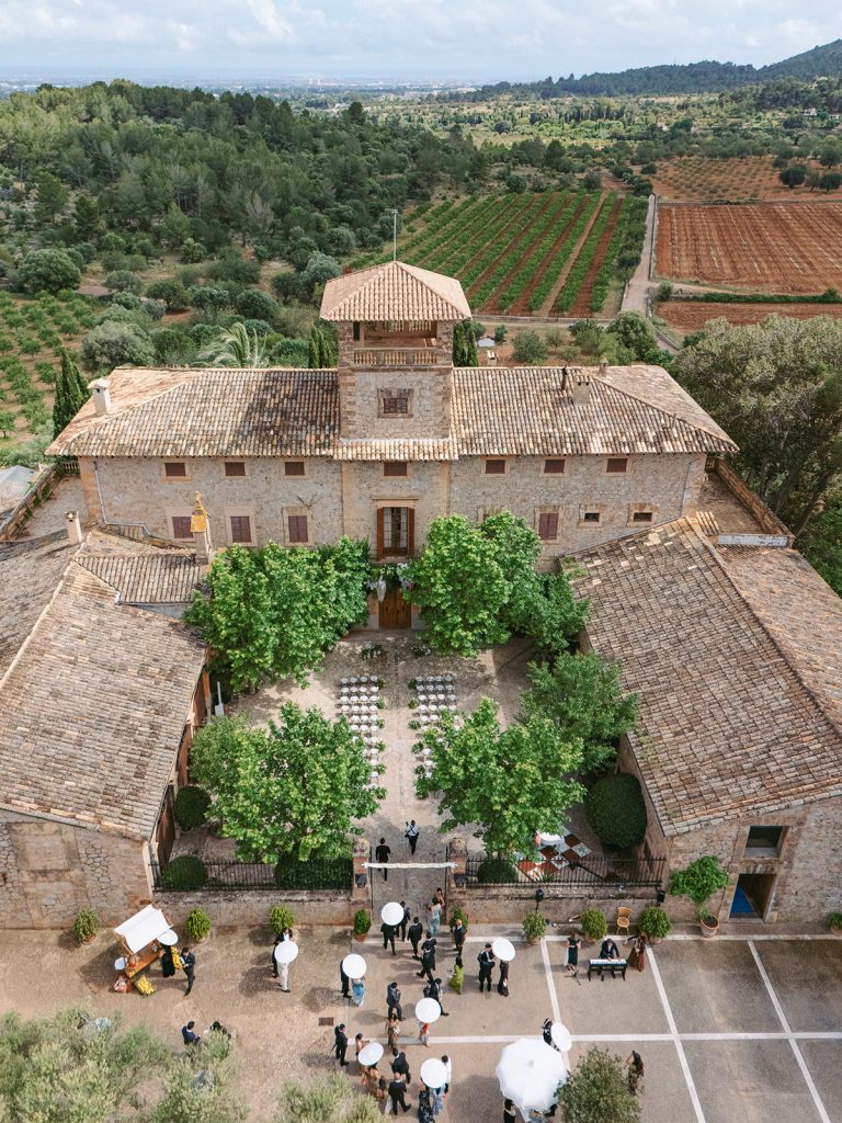 Aerial view of Son Togores, in Esporles, during the ceremony
