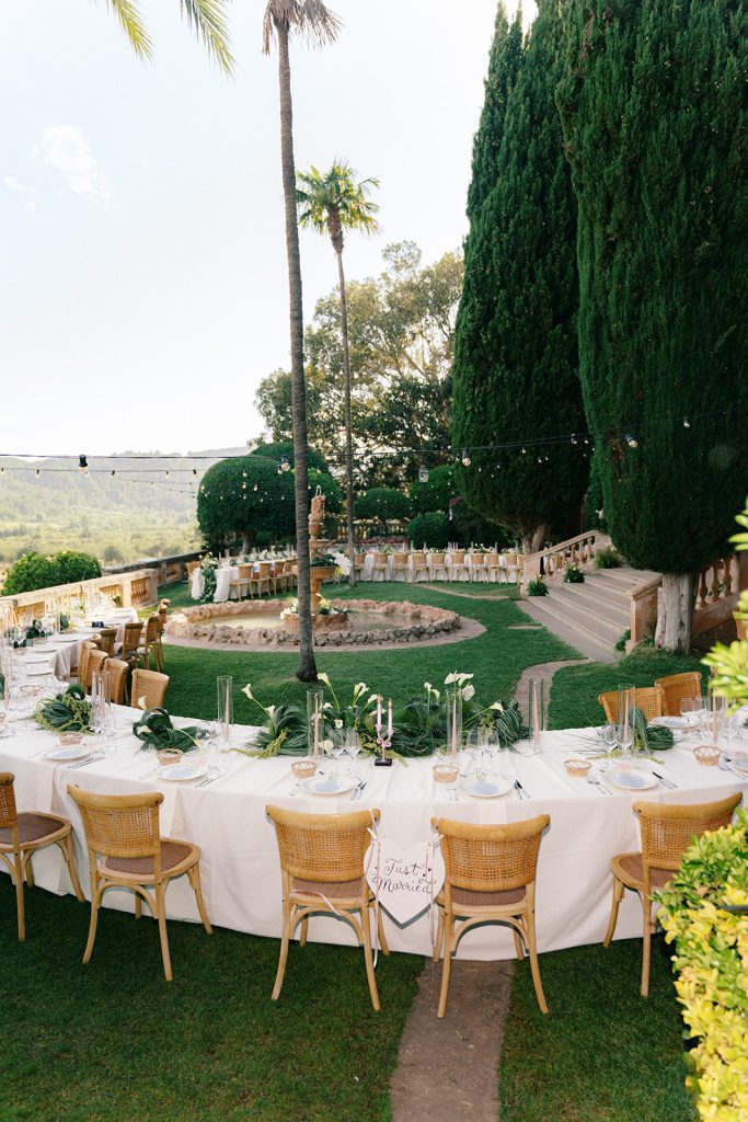 Dinner tables in the garden at Son Togores